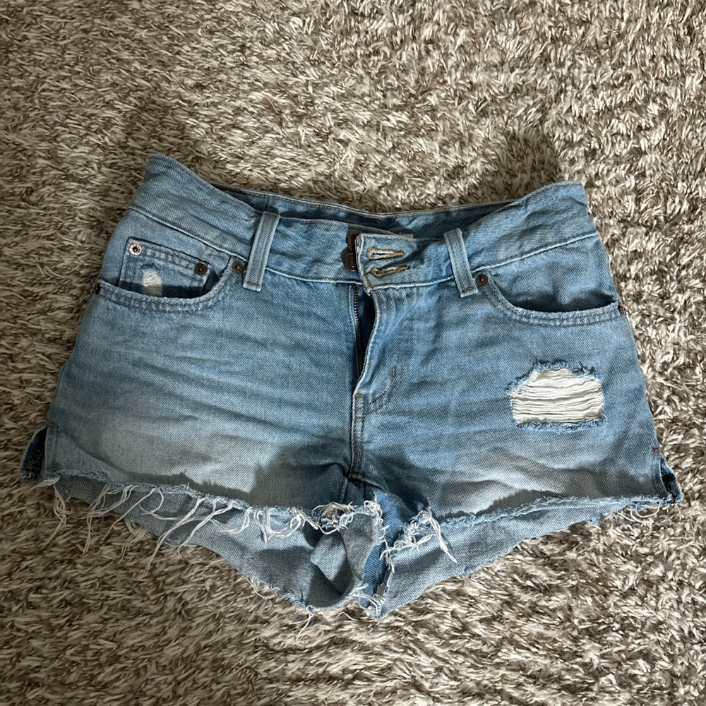 Levi's Light Blue Distressed Jean Shorts